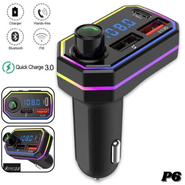 Adaptador Car Bluetooth Transmisor FM Bluetooth Player Mp3 P6 3.0A