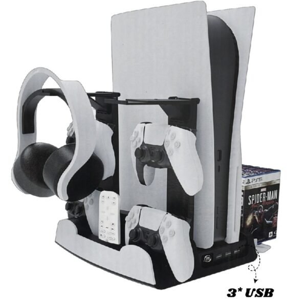 Base Soporte Organizador Multifuncion para PS5 con Base de Refrigeración y Carga