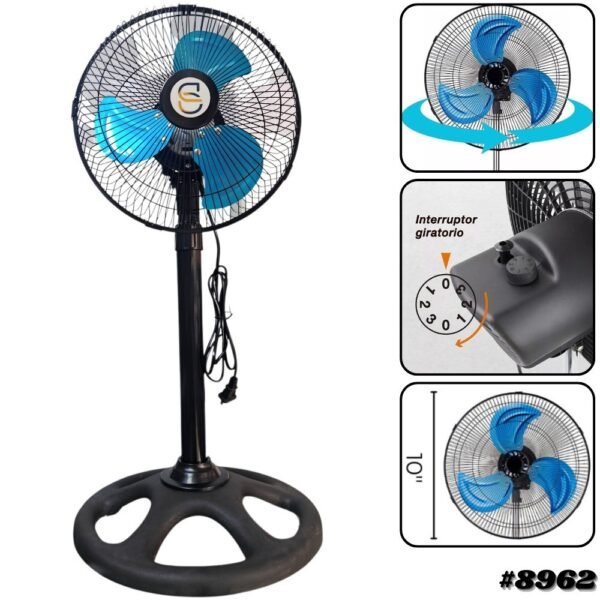 Ventilador Enfriador Portatil Extensible de 3 Aspas 10 Pulgadas
