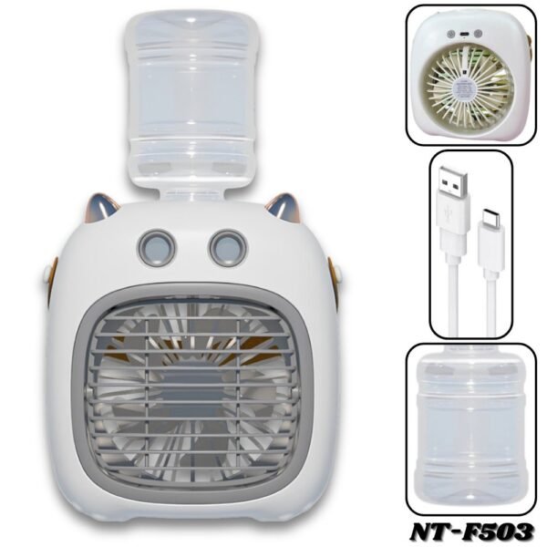 Ventilador De Mesa Recargable Usb 4 Velocidades Funcion De Pulverizacion