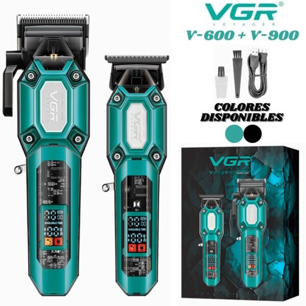 Combo 2 En 1 Maquina De Motilar Clipper Y Patillera Afeitadora Vgr V-600 V-900 Inalambrica Recargable