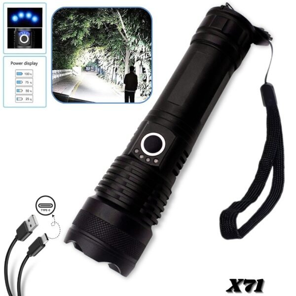 Linterna Tactica Led Recargable Usb Zoom Aluminio X71