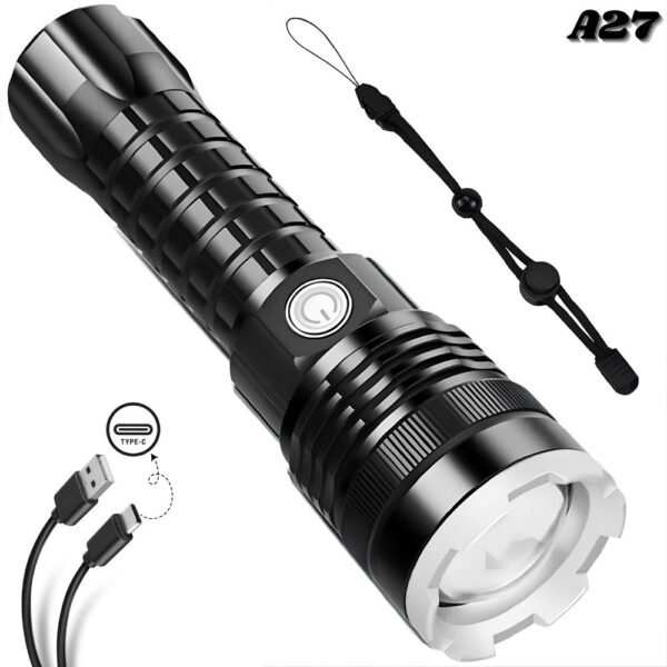 Linterna Tactica Led Recargable Usb Zoom Aluminio A27