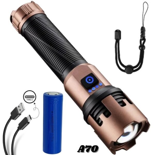 Linterna Tactica Led Recargable Usb Zoom Aluminio A70