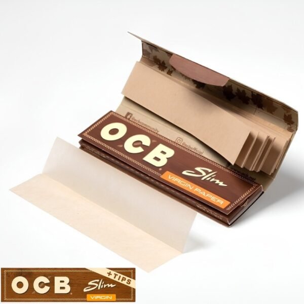 Papel De Fumar Cuero Ocb Virgin Slim King Size No Blanqueado + Filtros Tips
