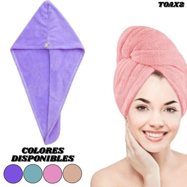 Toalla Para Cabello Microfibra Turbante Secado Rapido