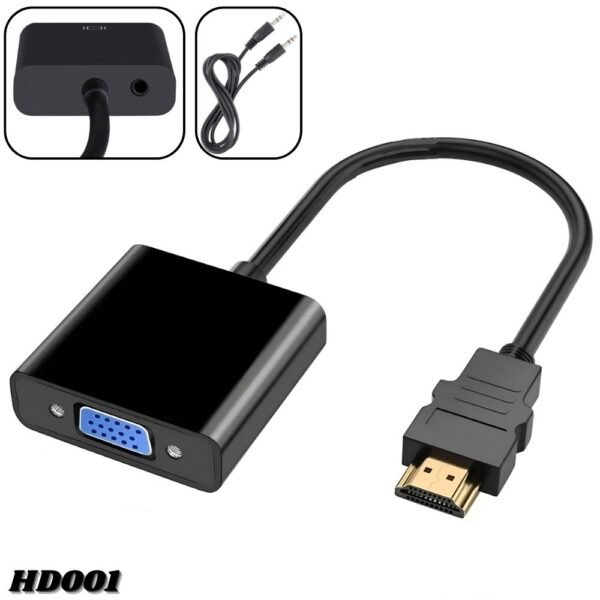 Adaptador Convertidor Hdmi A Vga Con Salida De Audio Auxiliar