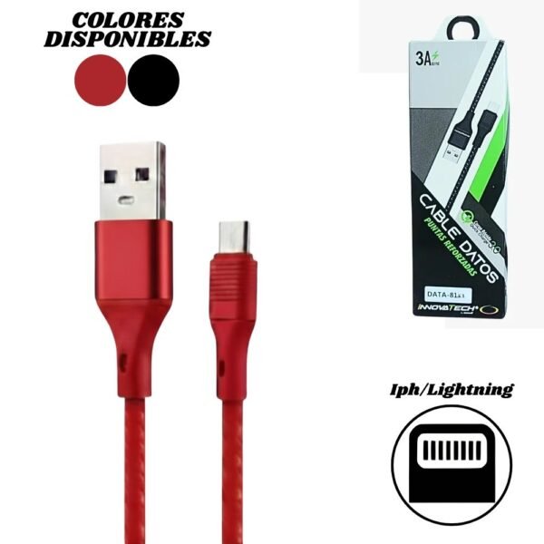Cable De Datos Carga Rapida Acordonado Usb A Iphone 3.0 A Alta Calidad Innovatech Data-81