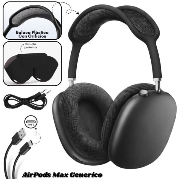 Audifono Diadema Bluetooth Inalambrica AirPods Max Generico Negro