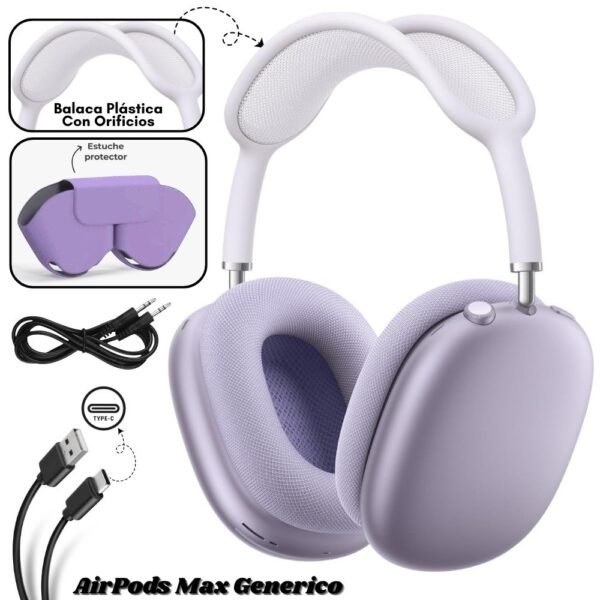 Audifono Diadema Bluetooth Inalambrica AirPods Max Generico Morado