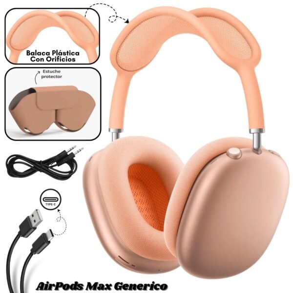 Audifono Diadema Bluetooth Inalambrica AirPods Max Generico Rosado