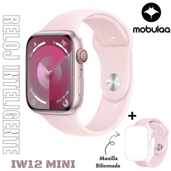 Reloj Inteligente Smartwatch Bluetooth Mobulaa Iw12 Mini Rosado 42mm