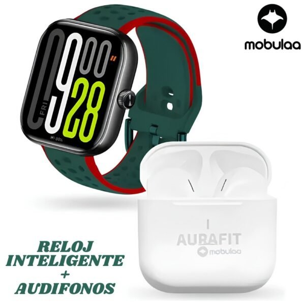 Combo Reloj Inteligente Smartwatch Bluetooth Con Audifonos Inalambricos Mobulaa