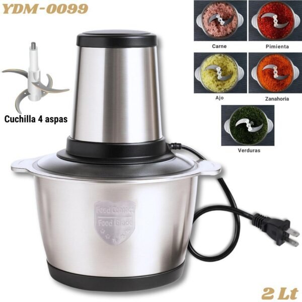 Picadora Trituradora De Carne Procesador De Alimentos Electrica Multifuncional 2L