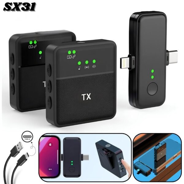 Microfono De Solapa Inalambrico 2 En 1 Para Iphone O Android Tipo C SX31