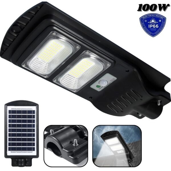 Lampara Solar Reflector Con Panel Solar Para Exterior 100w