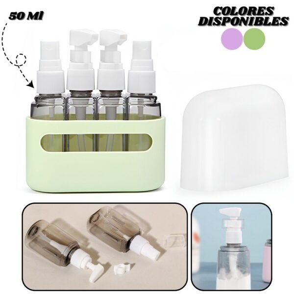 Kit X4 Recipientes Botellas Para Viaje 50Ml