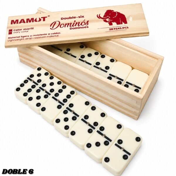 Juego De Mesa Domino Doble 6 Caja De Madera