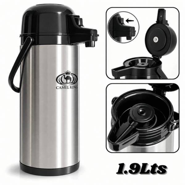 Termo Tintero Portatil Acero Inoxidable con Bomba 1.9 Litros
