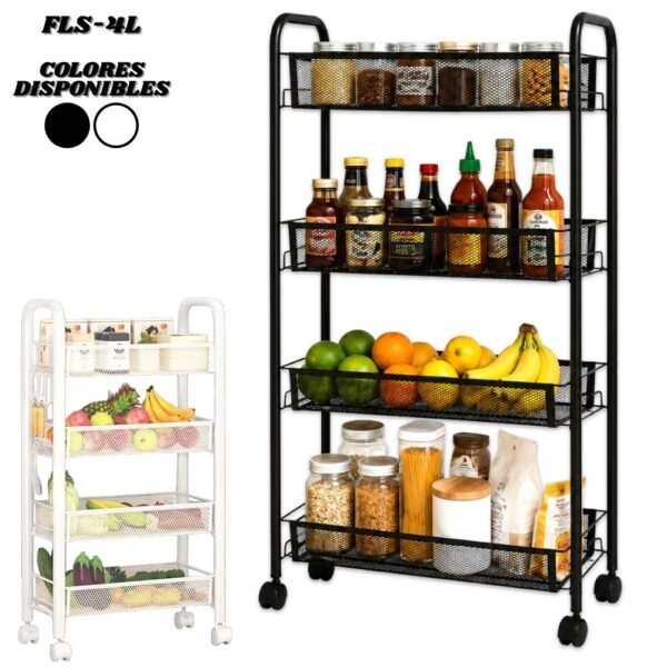 Estanteria Organizador De Cocina Multifuncional 4 Niveles Con Ruedas