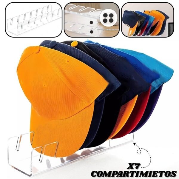 Soporte Organizador de Gorras 7 Puestos Exhibidor Porta Gorras