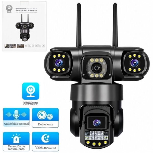 Camara De Seguridad Ip V380 Para Exteriores 3 Lentes Wifi Con Vision Infrarrojo