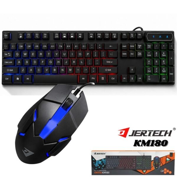 Combo Teclado Y Mouse Gamer Jertech Alambrico KM180 Rgb Usb Gaming Keyboard
