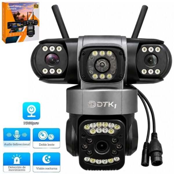 Camara De Seguridad Ip V380 Para Exteriores 3 Lentes Wifi Con Vision Infrarrojo