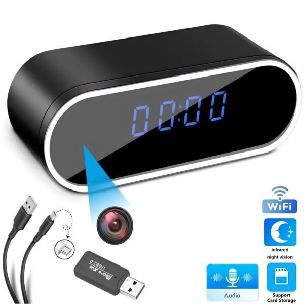 Reloj De Mesa Camara Espia Wifi Videocamara Con Vision Nocturna Portatil Recargable