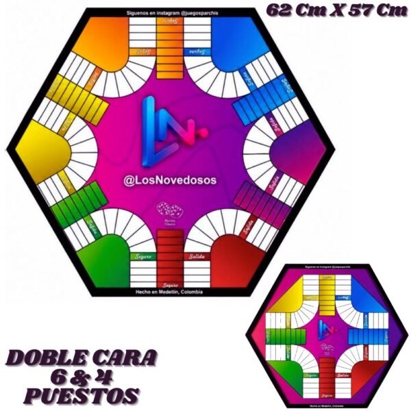 Juego De Mesa Parques Magnetico Mediano Doble Cara 6 Y 4 Puestos Parchis