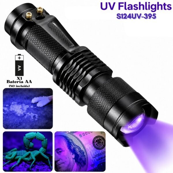 Linterna Luz Led Ultravioleta Uv Zoom 395 nm