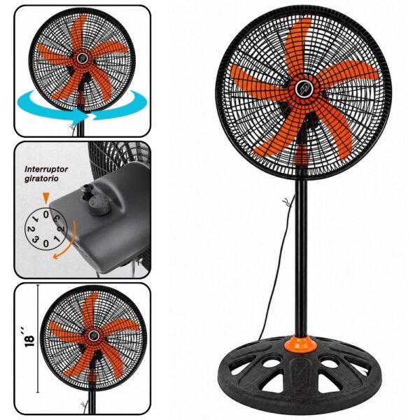 Ventilador Enfriador Portatil Extensible De 5 Aspas 18 Pulgadas