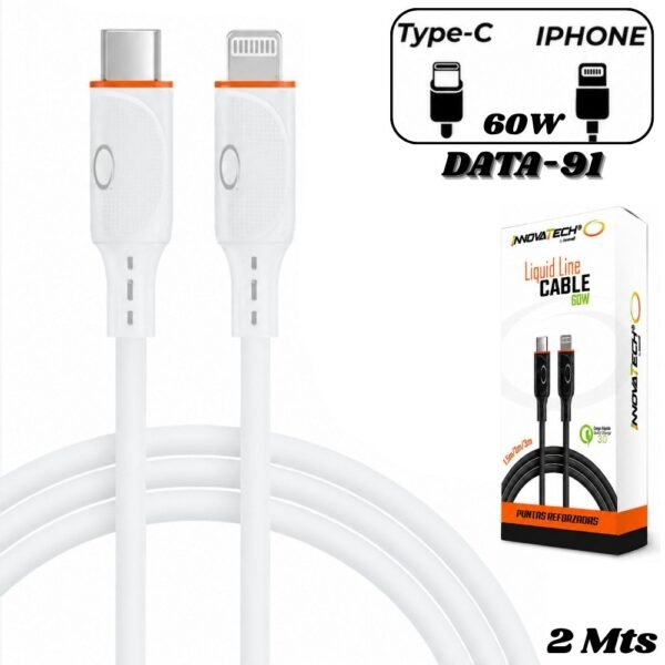Cable Tipo C A Iphone 2 Metros 60w Alta Calidad Innovatech Data-91