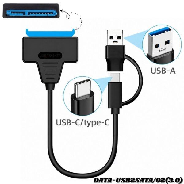 Cable Adaptador Convertidor 2 En 1 SATA a USB 3.0 Y Tipo C