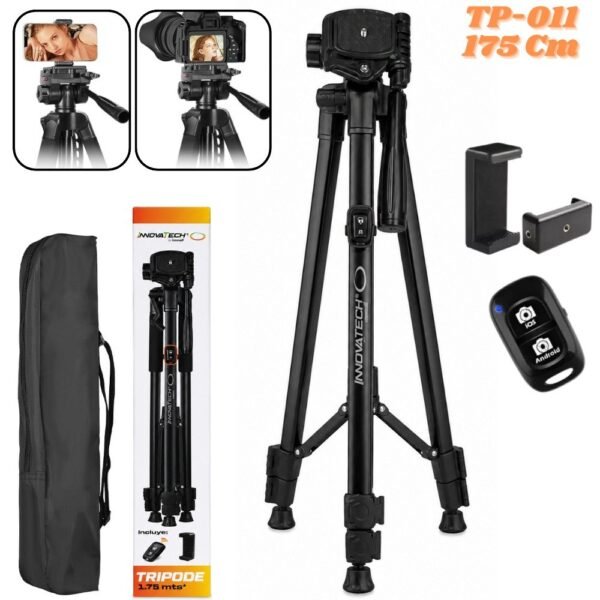 Tripode Soporte Negro TP-011 Resistente Y Adaptable Para Camara Y Celular 1.75mts