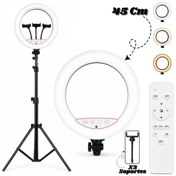 Aro De Luz Led 45 Cm Con Tripode Soporte 2.1 Metros