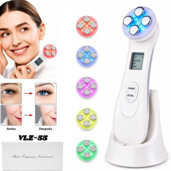 Masajeador Facial de Radiofrecuencia Reafirmante Con Luz Led Digital Recargable