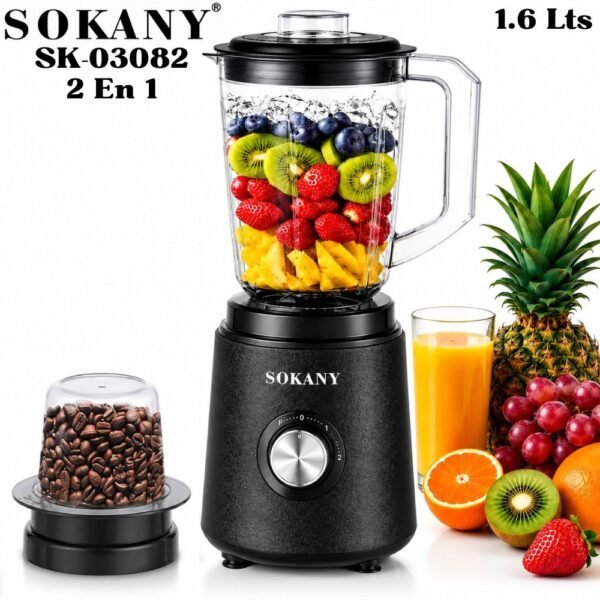 Licuadora Multifuncional 2 En 1 Sokany 800w 1.6 Litros Sk-03082