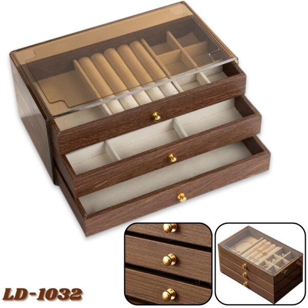 Joyero De Lujo Organizador De Joyas Acrilico Transparente 3 Niveles LD-1032
