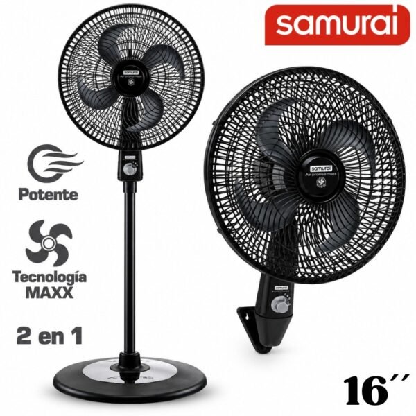 Ventilador Samurai Air Protec Maxx Enfriador 2 En 1 Pedestal O Pared