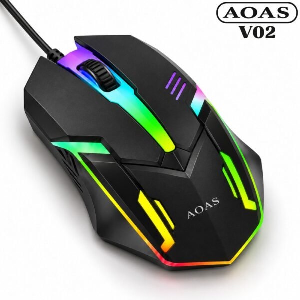 Mouse Alambrico Gamer Usb V02 Con Iluminacion Rgb Cable Usb