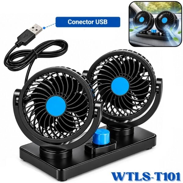 Ventilador Portatil Para Carro 2 Cabezales Conexion Usb WTLS-T101