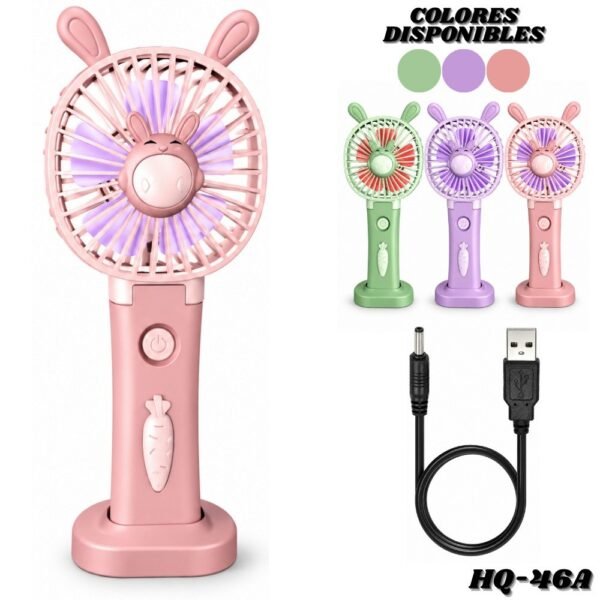 Ventilador Recargable Usb Portatil Con Base 2 Velocidades HQ-46A