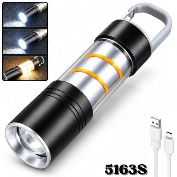 Linterna Tactica Led Recargable Usb Zoom 5163S