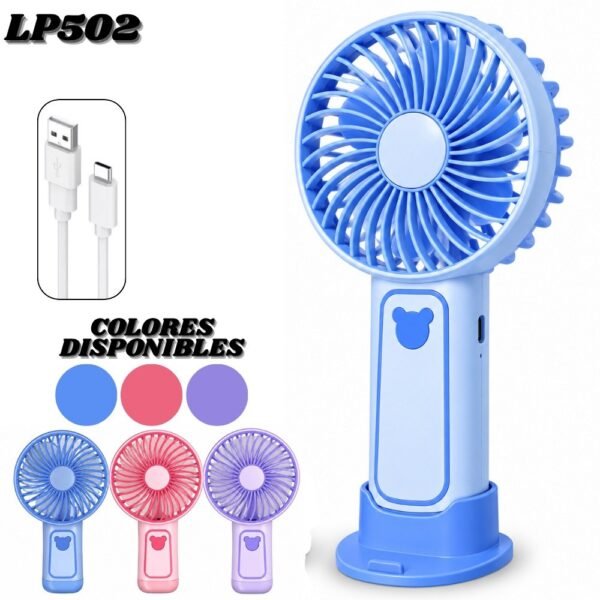 Ventilador Recargable Usb Portatil Con Base 3 Velocidades LP502