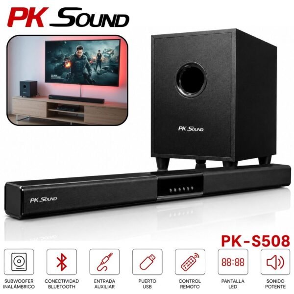 Barra De Sonido Electrica Subwoofer Inalambrico Bluetooth PK-S508