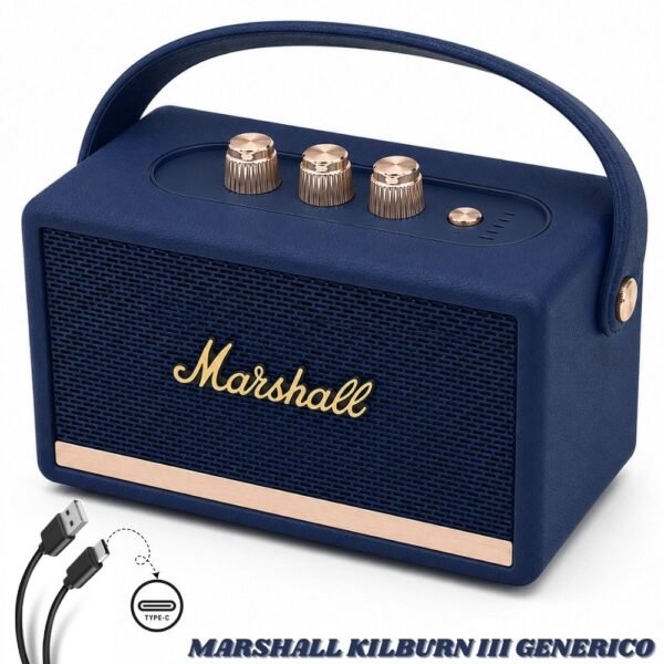 Parlante Bocina Marshall Generico Bluetooth Recargable Azul