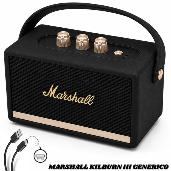Parlante Bocina Marshall Generico Bluetooth Recargable Negro