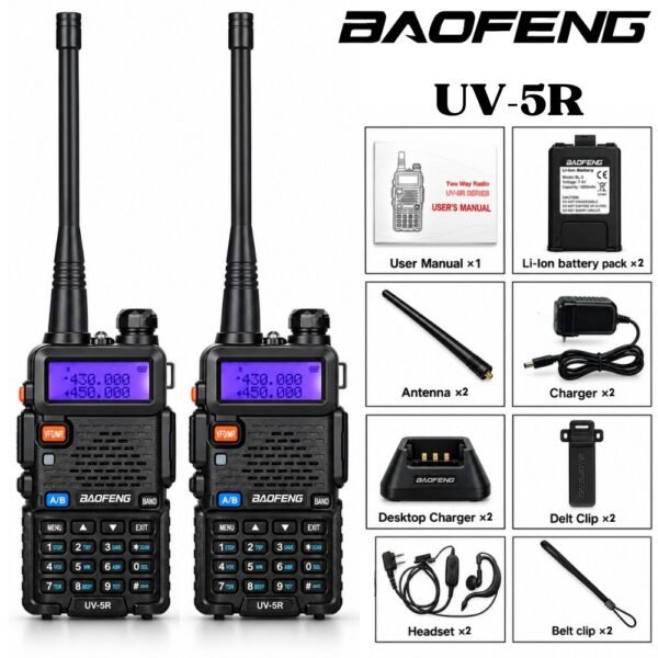 Radio De Comunicacion Walkie Talkie X2 Baofeng Uv-5R Recargable