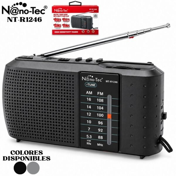 Radio Bolsillo Parlante Transistor Recargable Am Fm Mp3 Bluetooth Nt-R1246